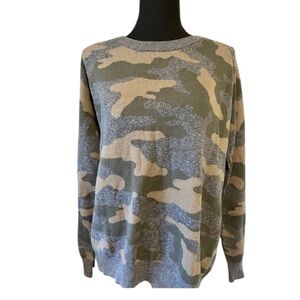 Stitches +Stripes Green and Tan Camouflage Crewneck Sweatshirt